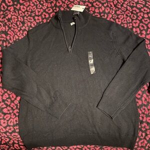 Men's Black Quarter Zip Sweater
